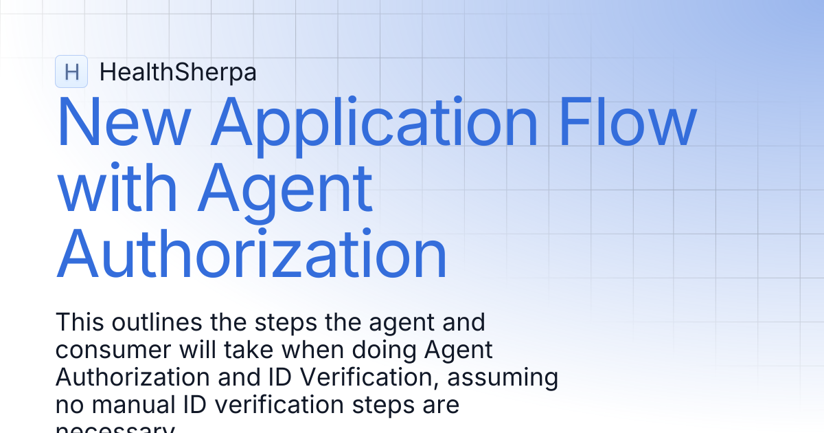 New Application Flow with Agent Authorization | ACA | HealthSherpa